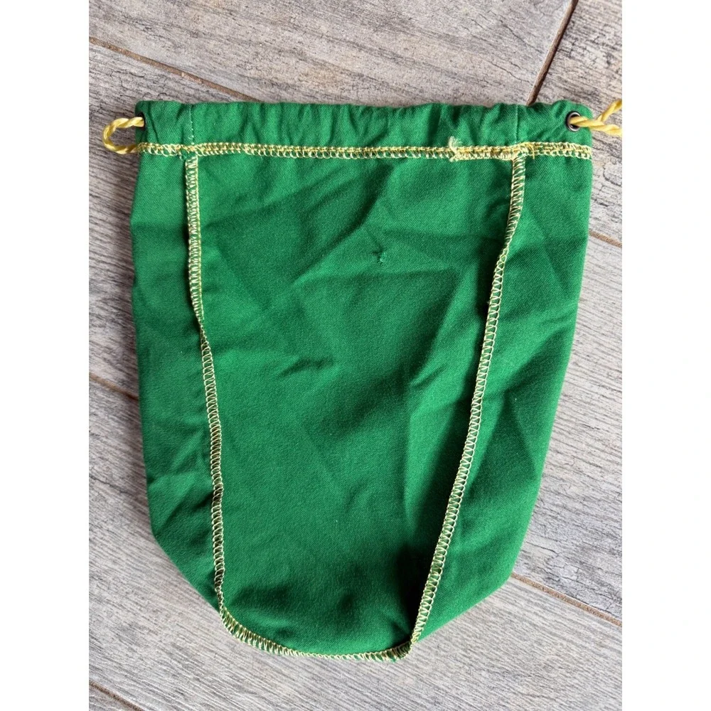 Crown Royal Drawstring Bags Set of 3 Green Tan Embroidered Pouches Gift Sack